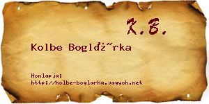 Kolbe Boglárka névjegykártya