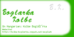 boglarka kolbe business card